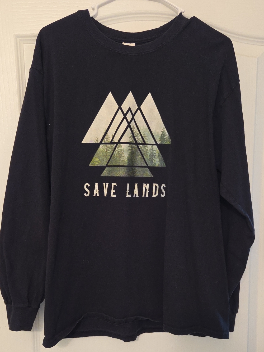 Gildan Black Long Sleeve Tee with Forest Triangle Graphic